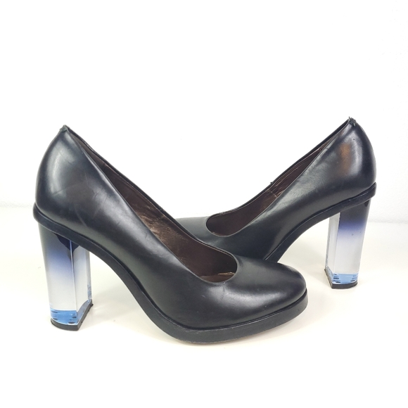 Black Leather AGL See Through Block Heel - Picture 9 of 9